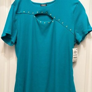 INC International Concepts Women's Teal Studded Top NWT XL